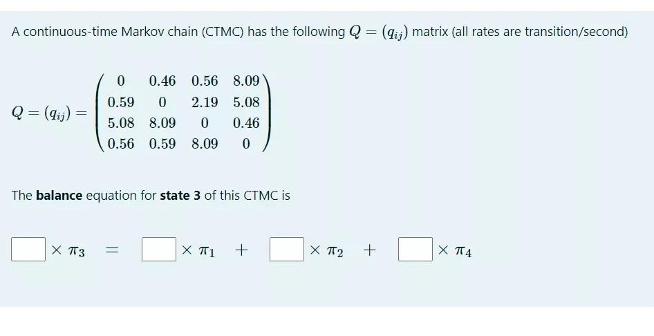 Solved A continuous-time Markov chain (CTMC) has the | Chegg.com