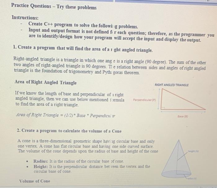 Solved Practice Questions - Try these problems Instructions: | Chegg.com