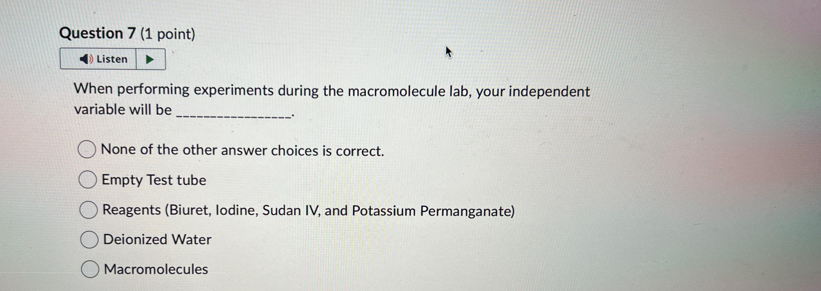 Solved Question 7 (1 ﻿point)listenwhen Performing 