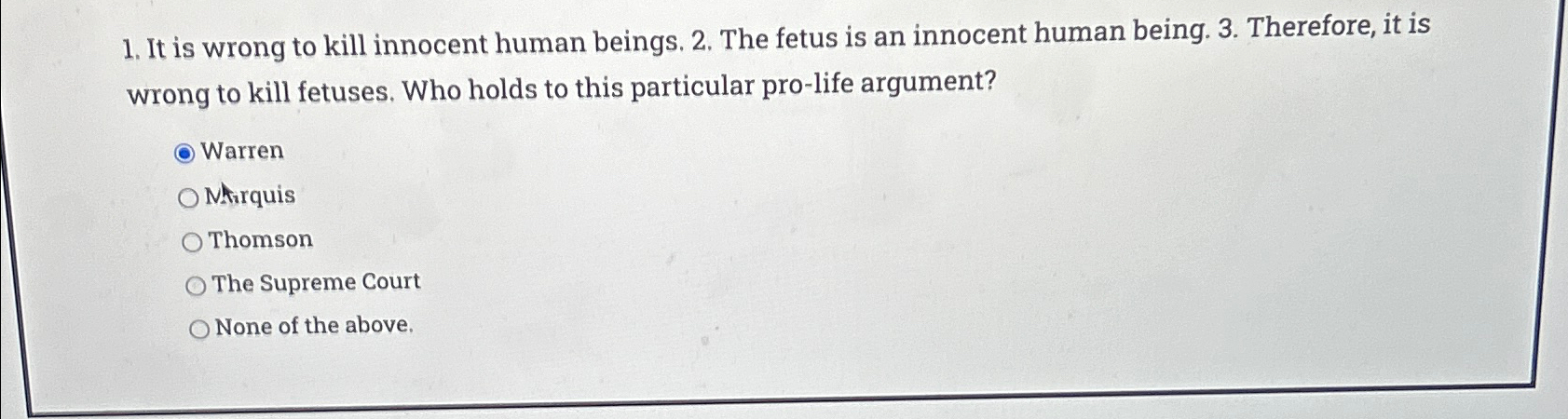 Solved It is wrong to kill innocent human beings. 2 . ﻿The | Chegg.com