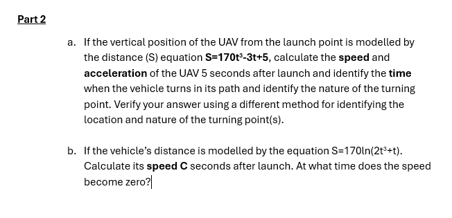 Solved Part 2a. ﻿If the vertical position of the UAV from | Chegg.com