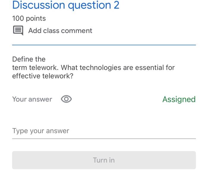 Solved Discussion question 2 100 points 6 Add class comment | Chegg.com