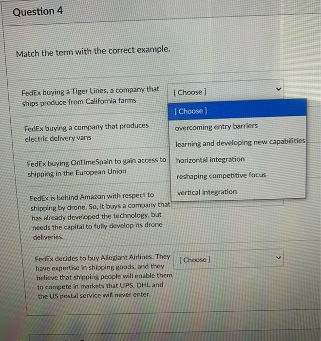 Solved Question 4 Match the term with the correct example. [ | Chegg.com