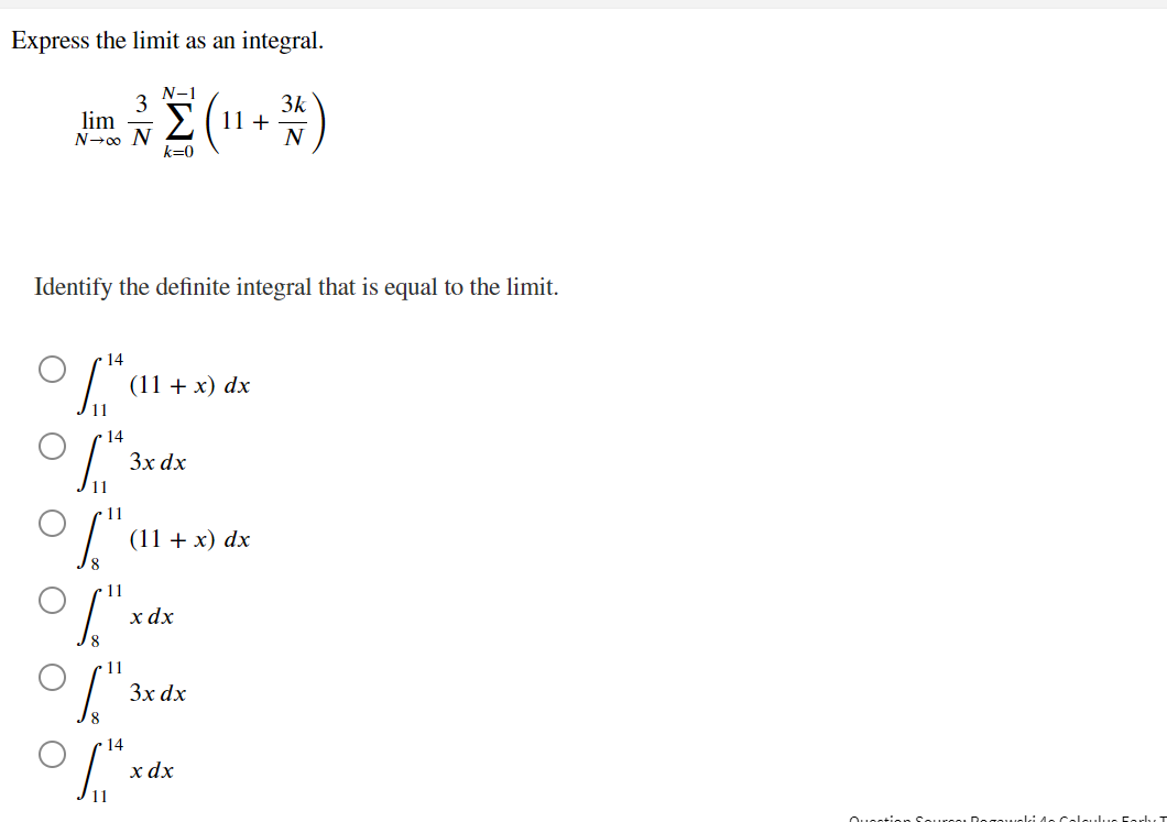 Solved Express the limit as an | Chegg.com