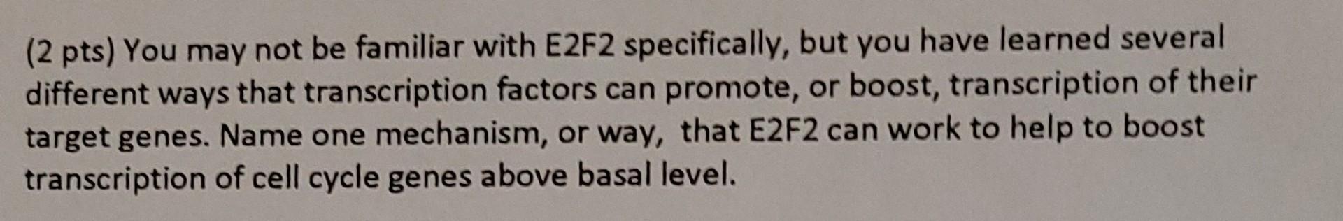 Solved (2 pts) You may not be familiar with E2F2 | Chegg.com