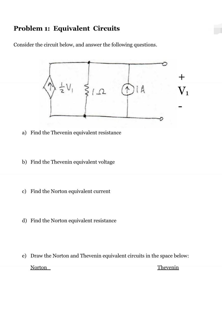 Solved Problem 1: Equivalent Circuits Consider the circuit | Chegg.com