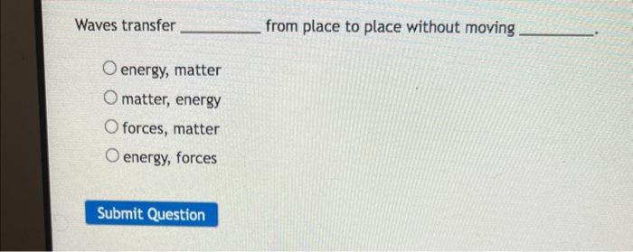 Solved Waves transfer from place to place without moving | Chegg.com