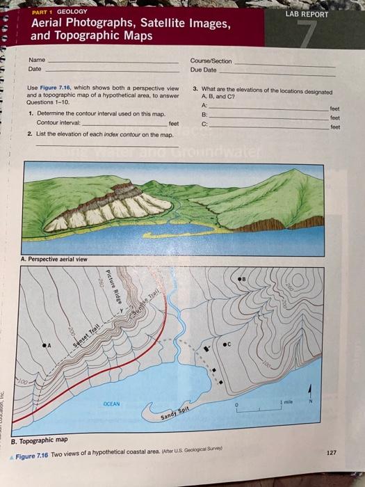 Solved PART 1 GEOLOGY LAB REPORT Aerial Photographs, | Chegg.com