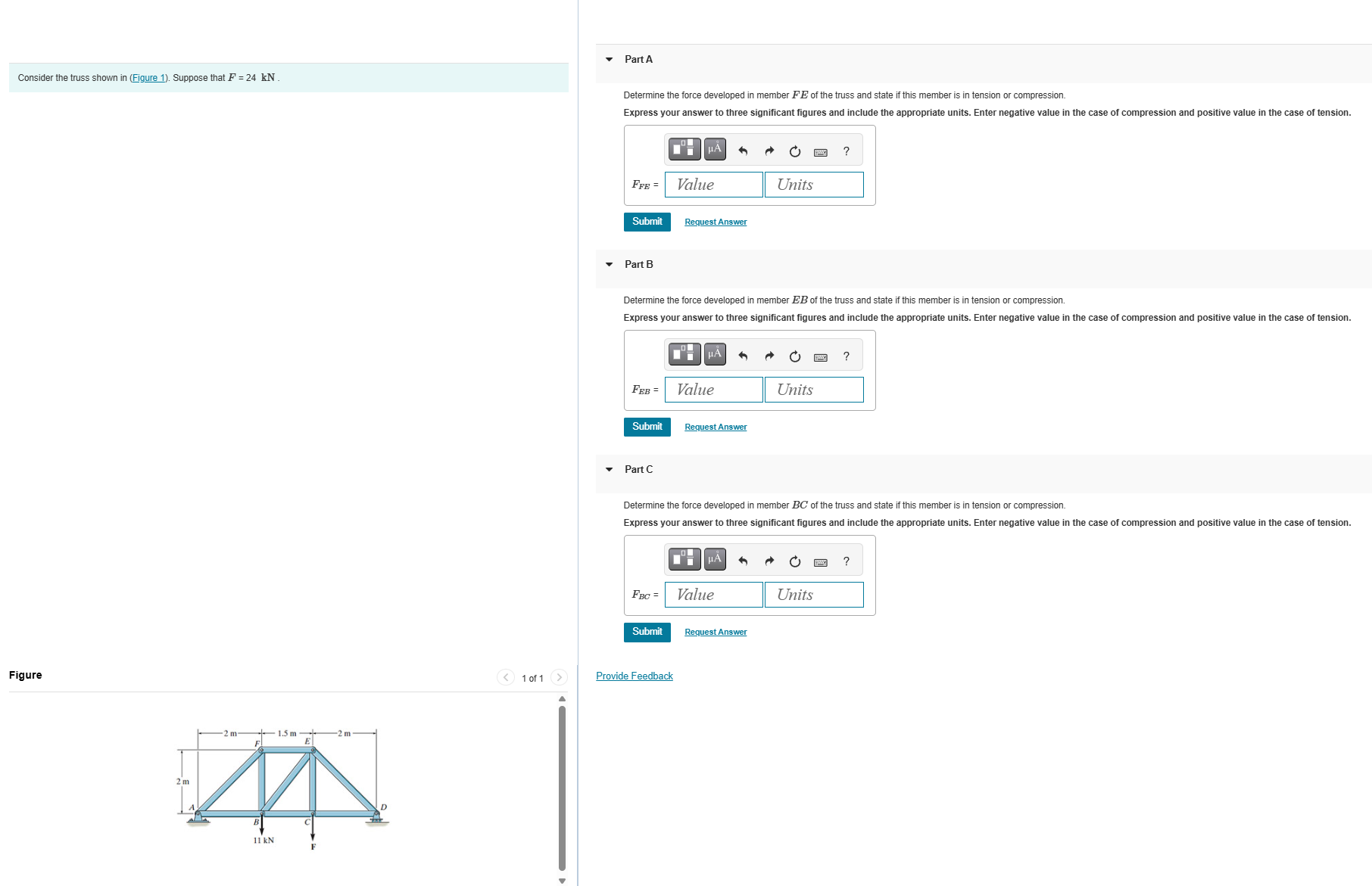 Solved Consider the truss shown in (Figure 1). ﻿Suppose that | Chegg.com