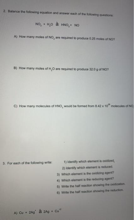 Solved Stoichiometric Calculations And Redox Reactions 1 Chegg Com