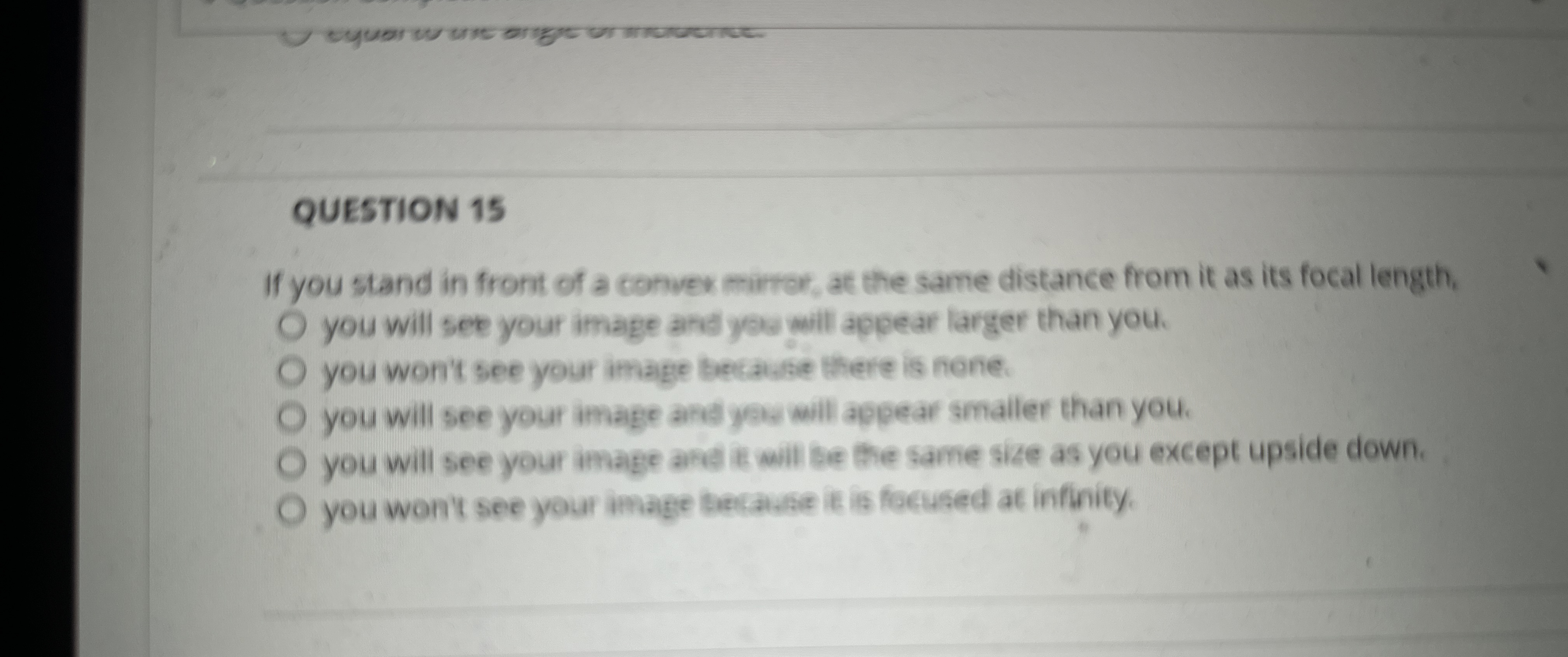 Solved QUESTION 15If you stand in front of a conver mirror, | Chegg.com