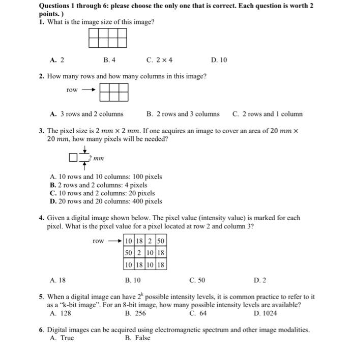 Solved Questions 1 through 6: please choose the only one | Chegg.com