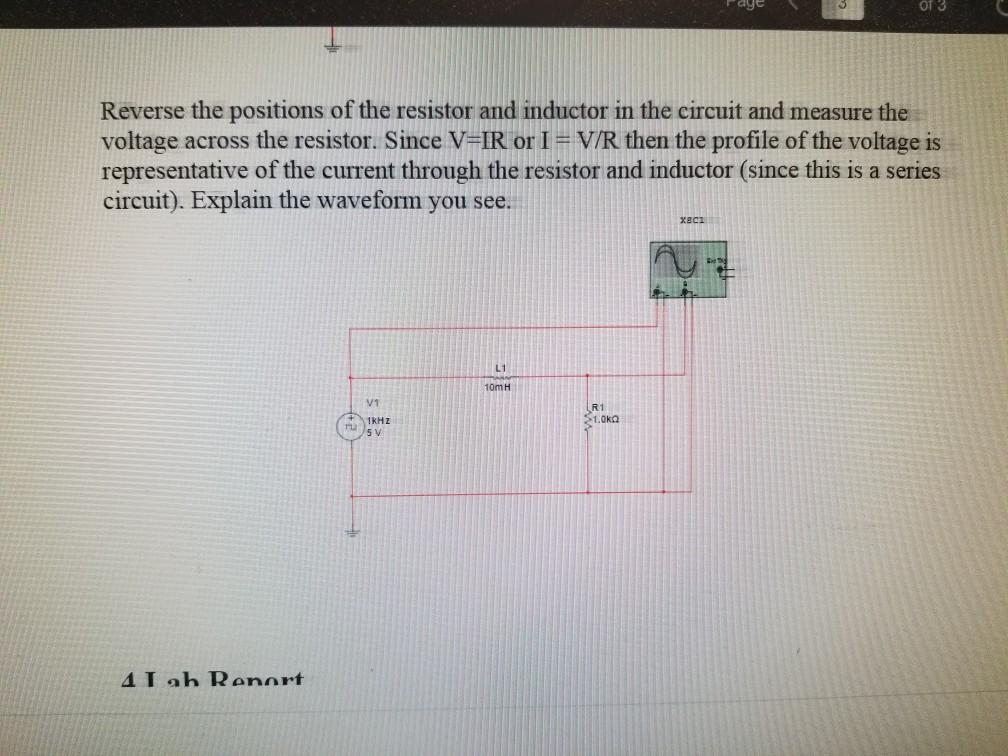 Solved OT 3 Reverse the positions of the resistor and | Chegg.com