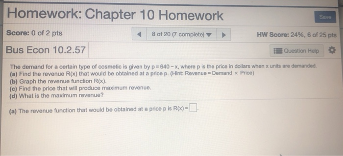 Solved Homework: Chapter 10 Homework Save Score: 0 of 2 pts | Chegg.com