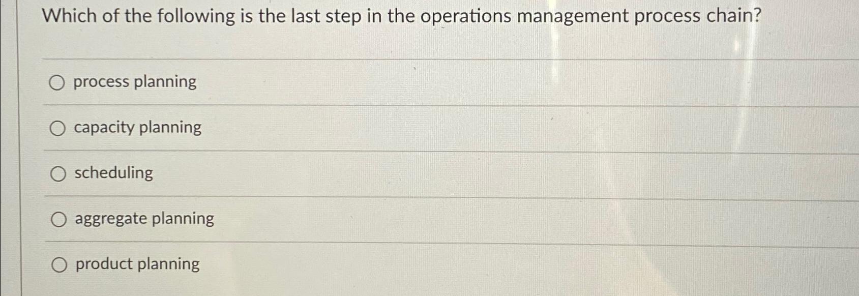 Solved Which of the following is the last step in the | Chegg.com