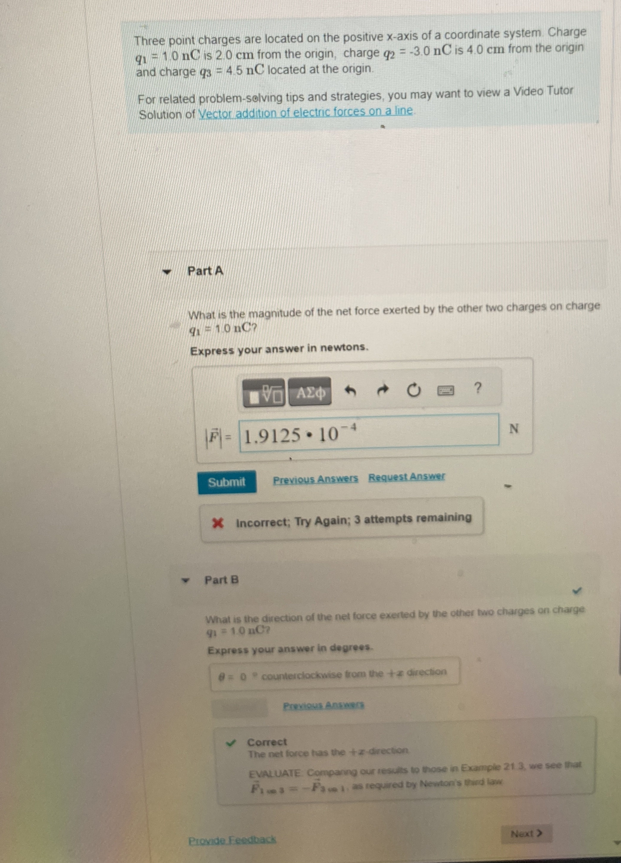 Solved Three point charges are located on the positive | Chegg.com