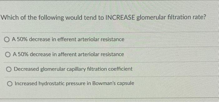 Solved Which Of The Following Would Tend To Increase | Chegg.com