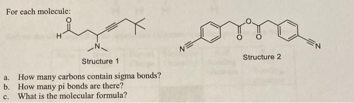 Solved For each molecule: Structure 1 Structure 2 a. How | Chegg.com