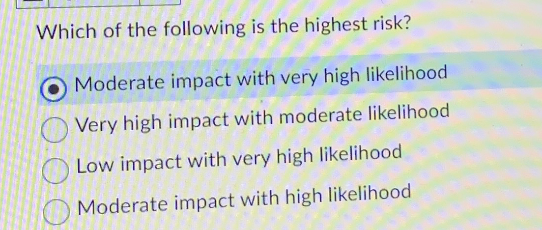 Solved Which of the following is the highest risk?Moderate | Chegg.com
