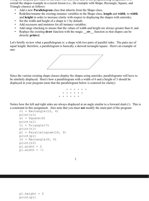 Solved extend the shapes example in a recent lesson (i.e., | Chegg.com