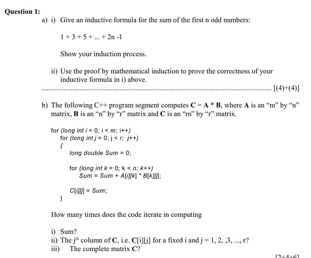Solved Question 1 A I Give An Inductive Formula For The Chegg Com