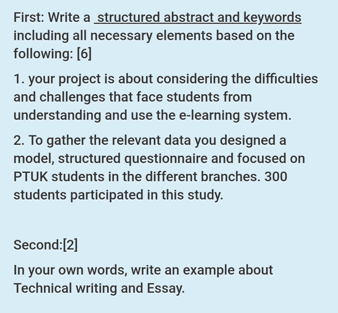 First Write A Structured Abstract And Keywords In Chegg Com