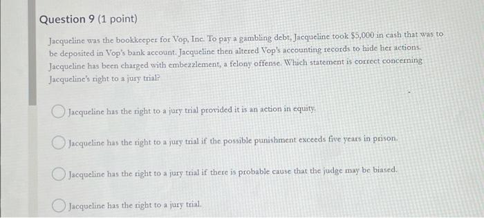 Solved Question 8 (1 point) If a person is conducting an | Chegg.com