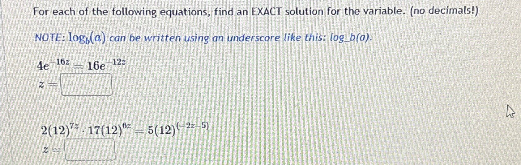 Solved For each of the following equations, find an EXACT | Chegg.com