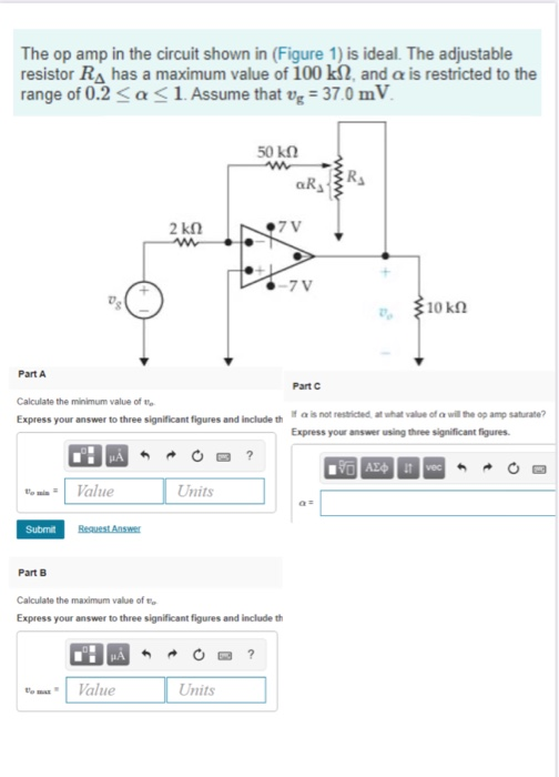 Solved The op amp in the circuit shown in (Figure 1) is | Chegg.com