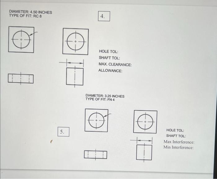 Standard Fits: For Problems 2-6, specify the hole and | Chegg.com