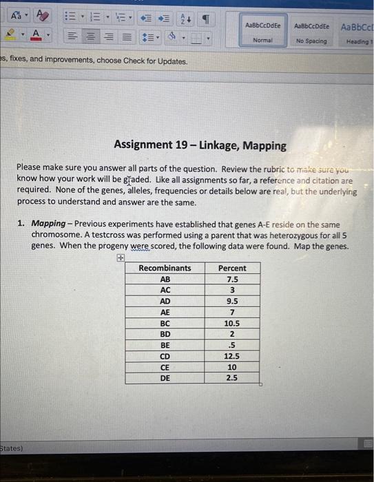 Assignment 19 Linkage, Mapping Please make sure you