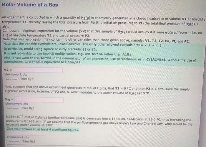 determining the molar volume of a gas experiment 8