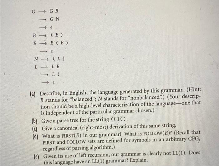 Solved (a) Describe, In English, The Language Generated By | Chegg.com