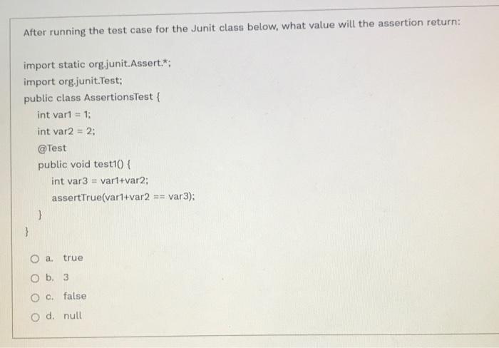 Solved After running the test case for the Junit class | Chegg.com