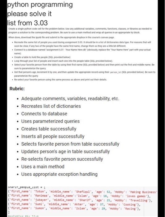 python programming please solve it list from 3.03 | Chegg.com