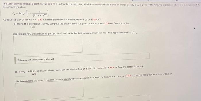 Solved The Total Electric Field At A Point On The Wis Of A 