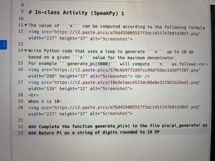 Solved 11∇ The value of " π ' can be computed according to | Chegg.com