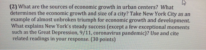 Solved W (2) What are the sources of economic growth in | Chegg.com