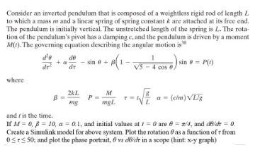 Solved Consider an inverted pendulum that is composed of a | Chegg.com