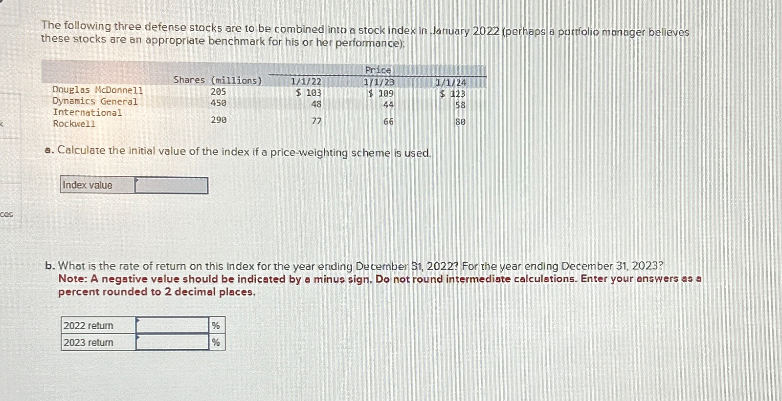 Solved The following three defense stocks are to be combined | Chegg.com