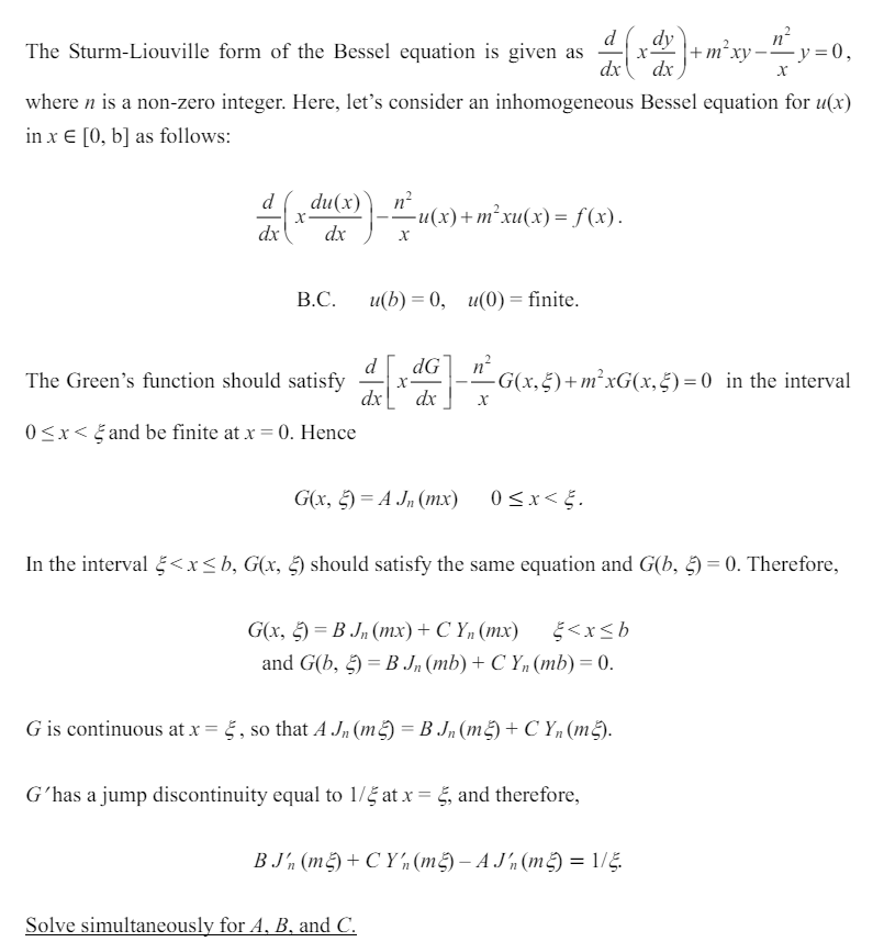 The Sturm-Liouville form of the Bessel equation is | Chegg.com