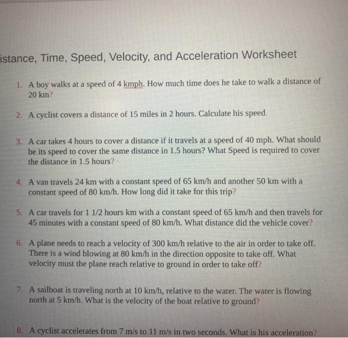 Determining Speed Velocity Worksheet Answers Unique Calculating Speed Time  Distance and Accelerati…