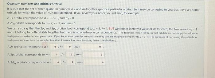 Solved Quantum Numbers And Orbitals Tutorial It Is True That | Chegg.com