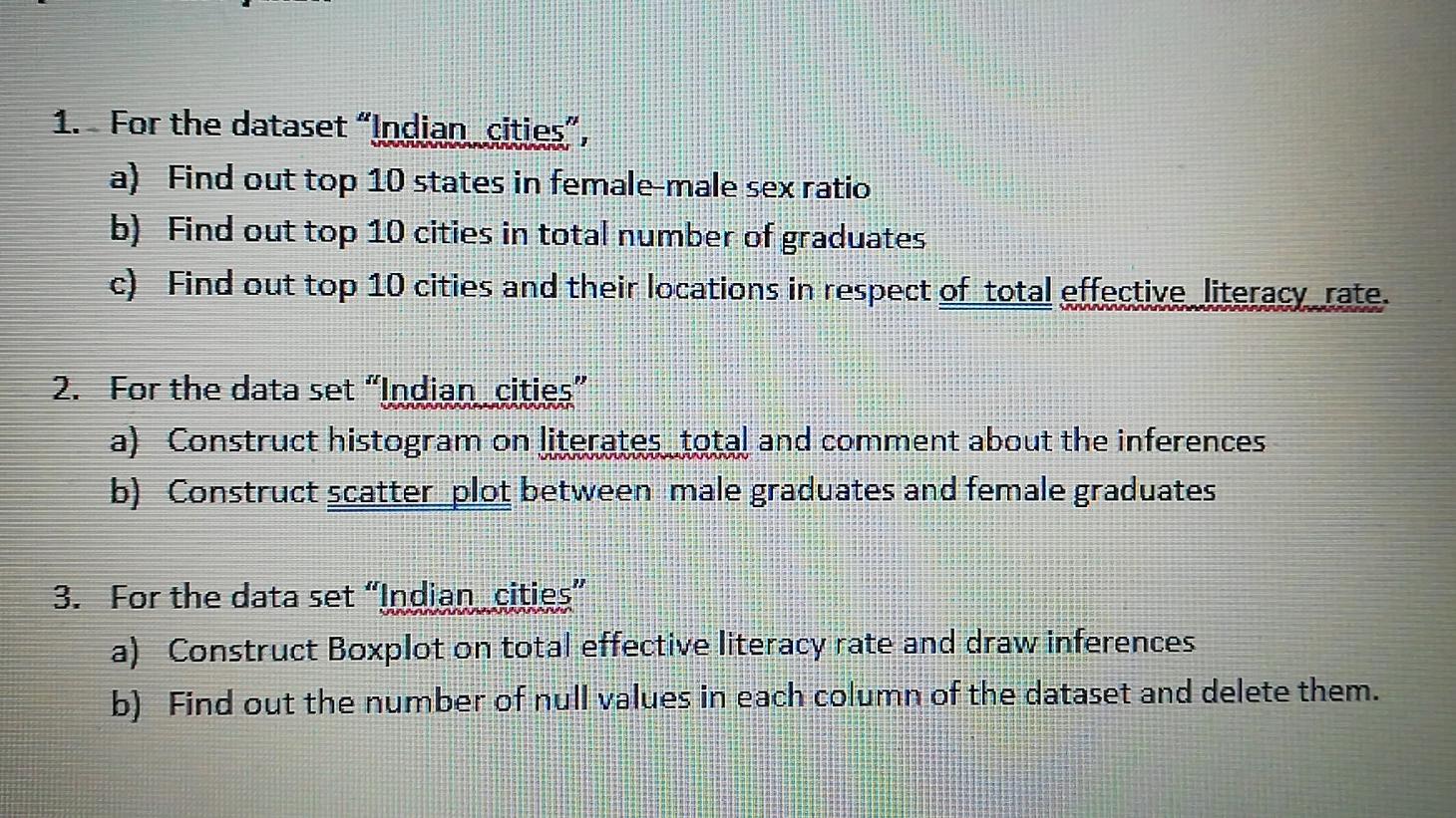 Solved 1. For the dataset 