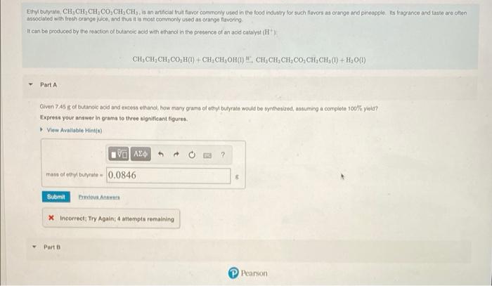 Solved Ethyl butyrate CH CH.CH,CO,CH.CH, I un artificial | Chegg.com