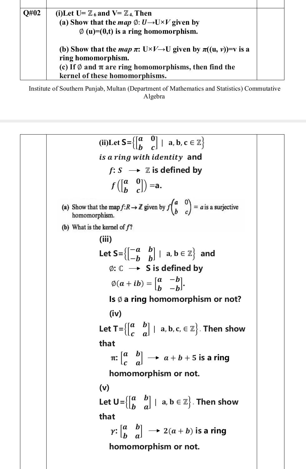 Solved Q 02 I Let U Zoand V Z4 Then A Show That The Map Chegg Com