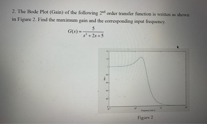 Solved 2. The Bode Plot (Gain) of the following 2nd order | Chegg.com