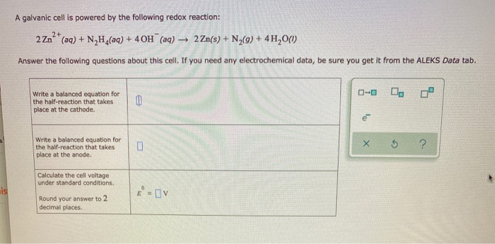 A Galvanic Cell Is Powered The Following Redox Chegg 