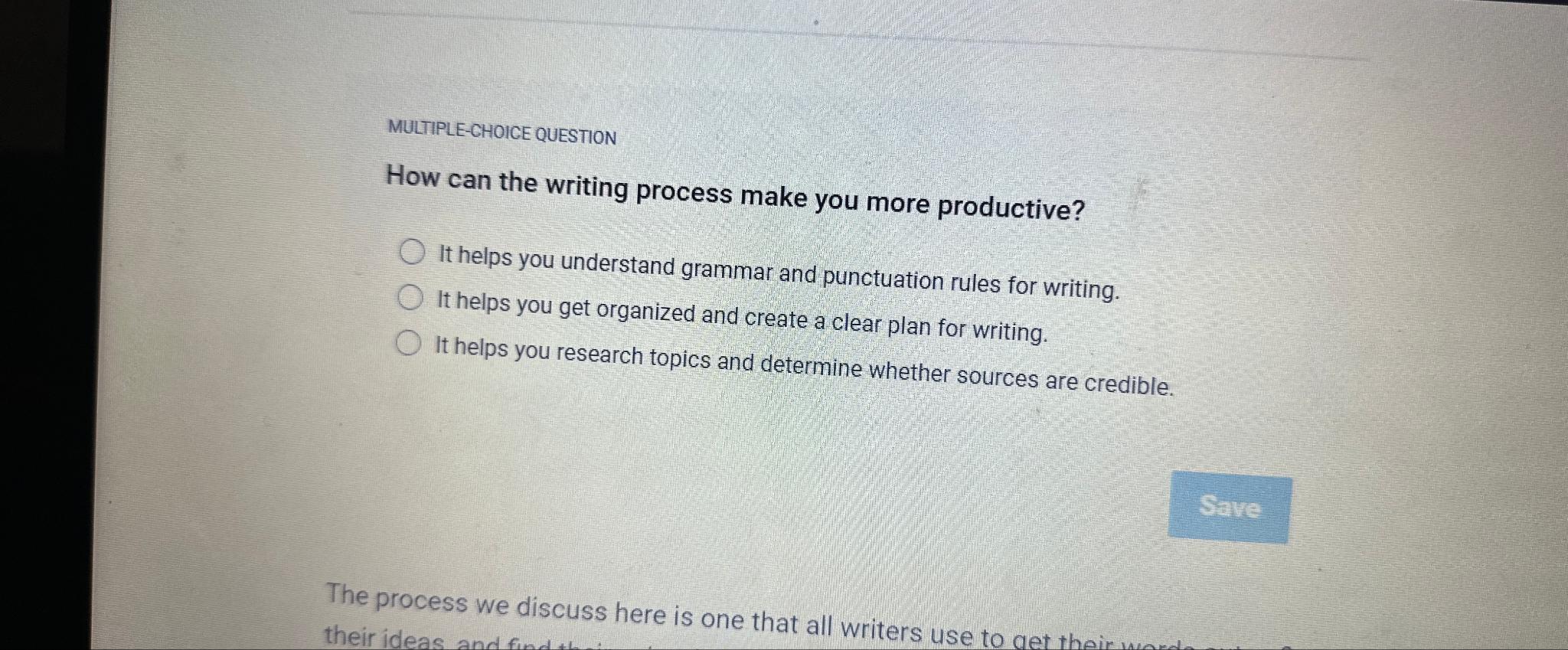 Solved MULTIPLECHOICE QUESTIONHow can the writing process