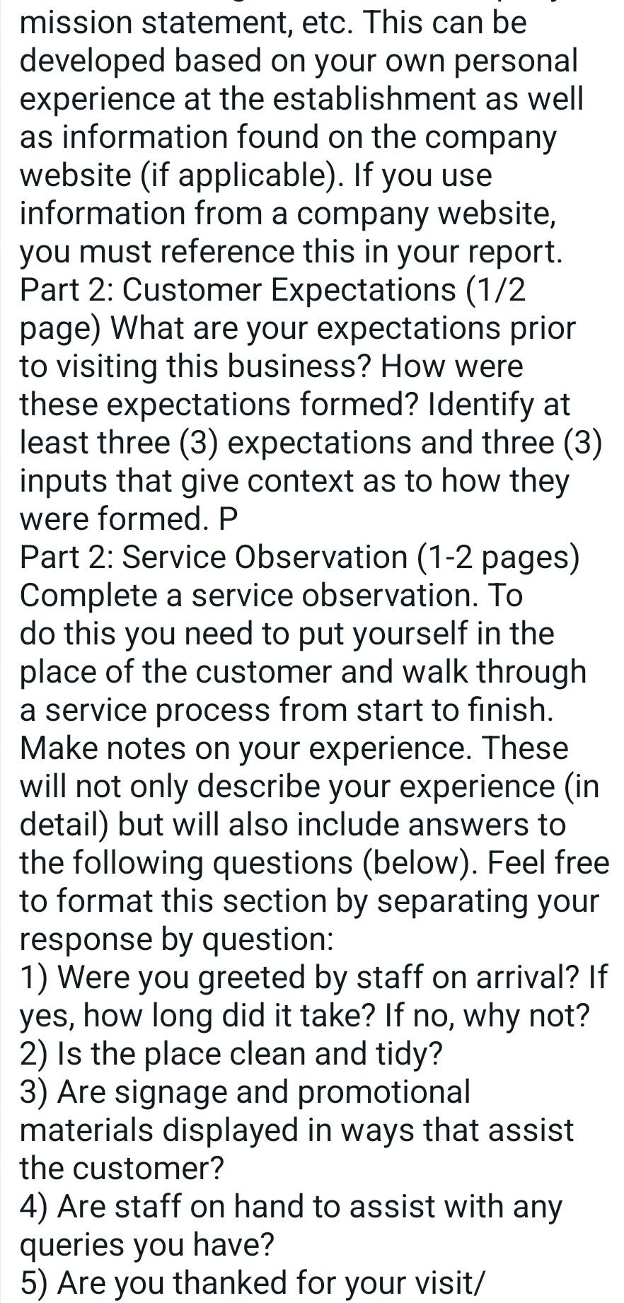 introduction customer service assignment